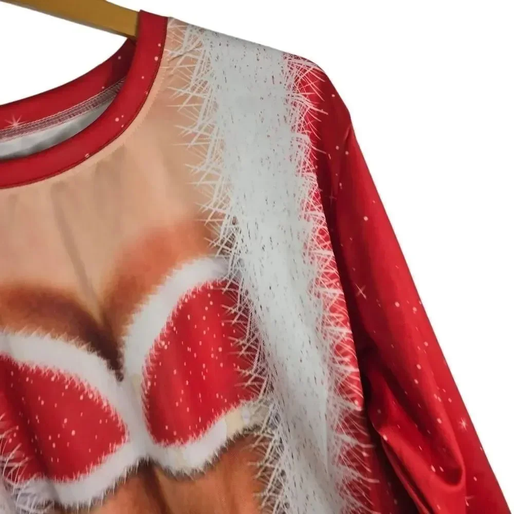 SHEIN Red Santa Illusion Crew Neck Sweater